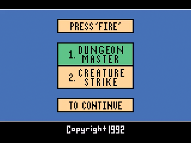 2 Pak Special: Dungeon Master / Creature Strike title screen for Atari 2600